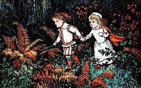 “These pretty babes, with hand in hand, went wandering up and down” — Randolph Caldecott