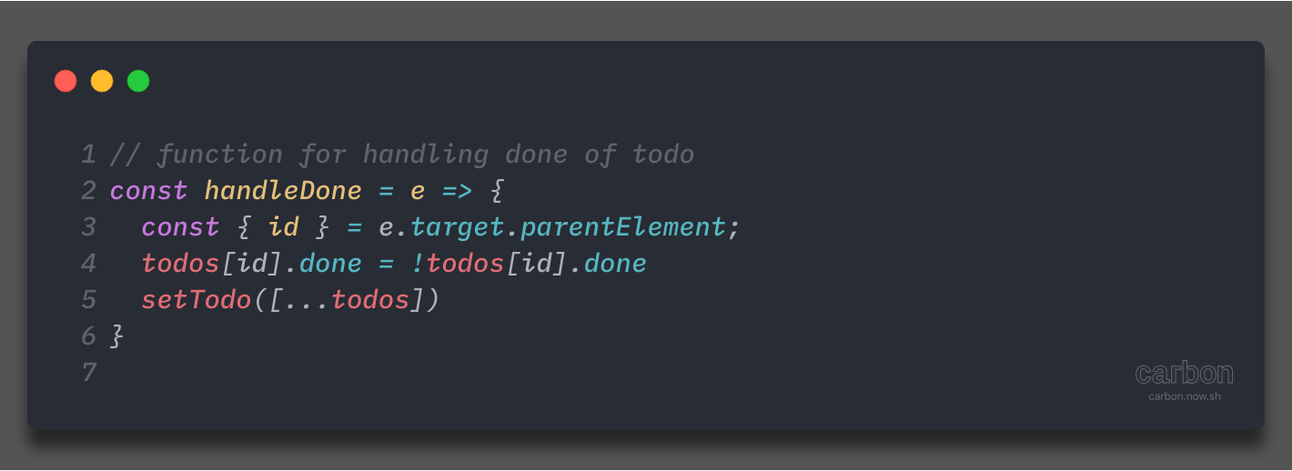 function for handling done of todo
