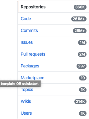 A search of github shows that templates and quickstarts are popular.