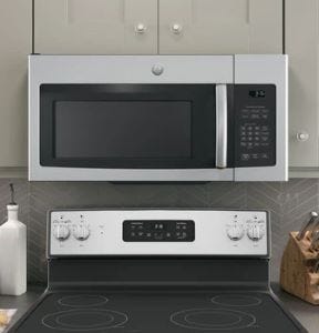 The best installed GE Microwave with convertible vent at the stove top.