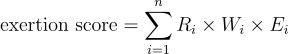 Exertion score equation.