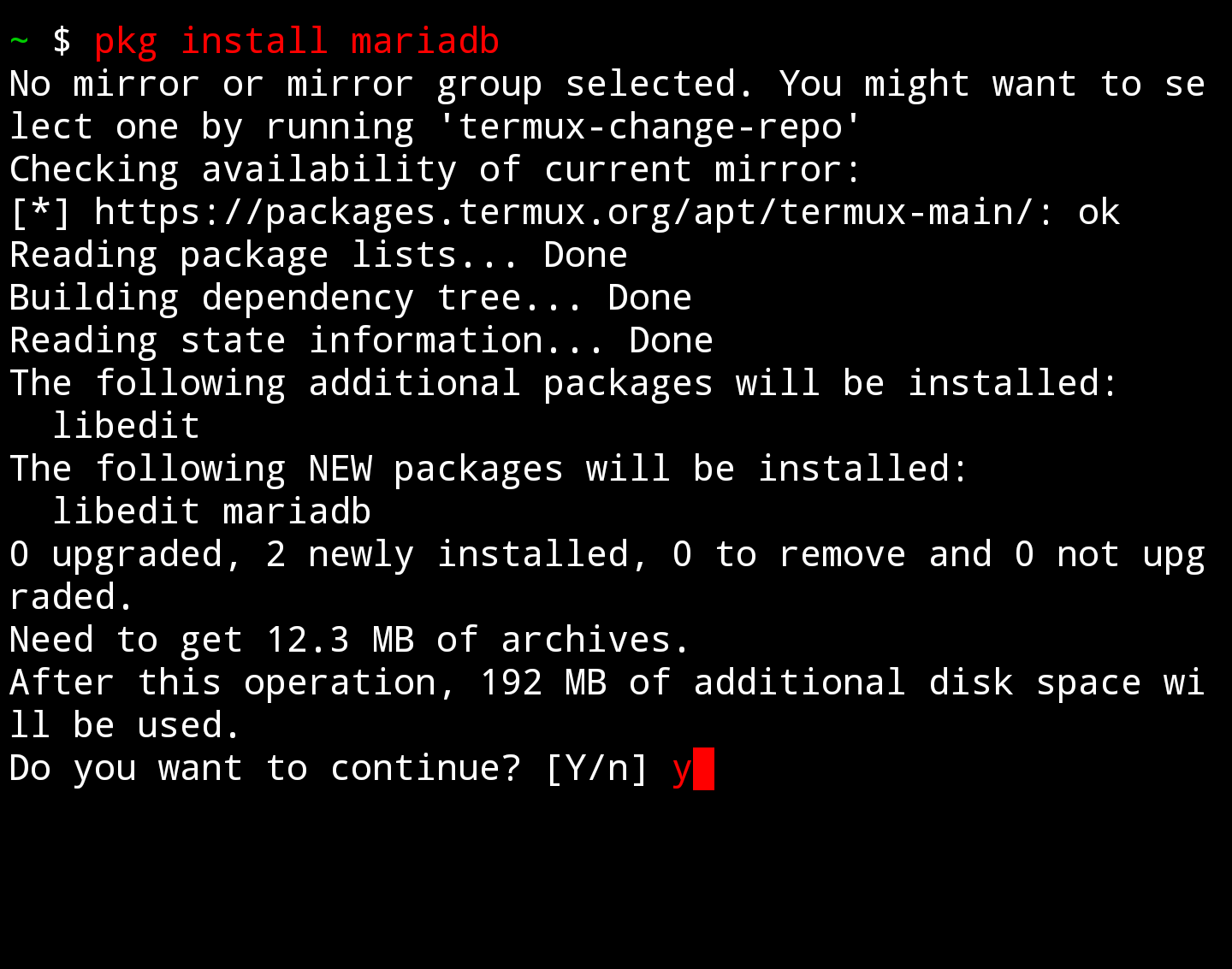 pkg-install-mariadb-screenshot