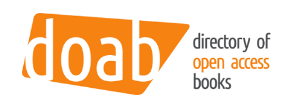 Logo do DOAB escrito em branco e laranja.