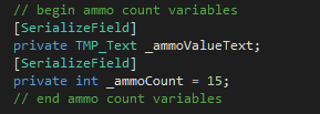 Player script ammo variables