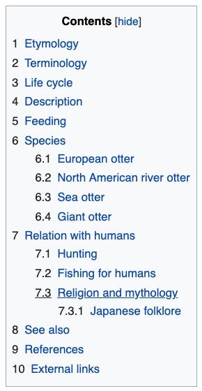 screenshot of wikipedia’s in-page table of contents
