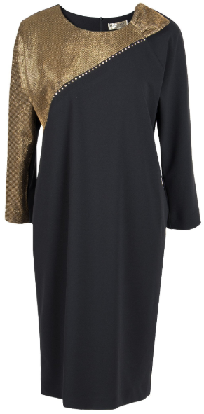 Черное прямое платье с декором ELISA FANTI, арт. 3А325