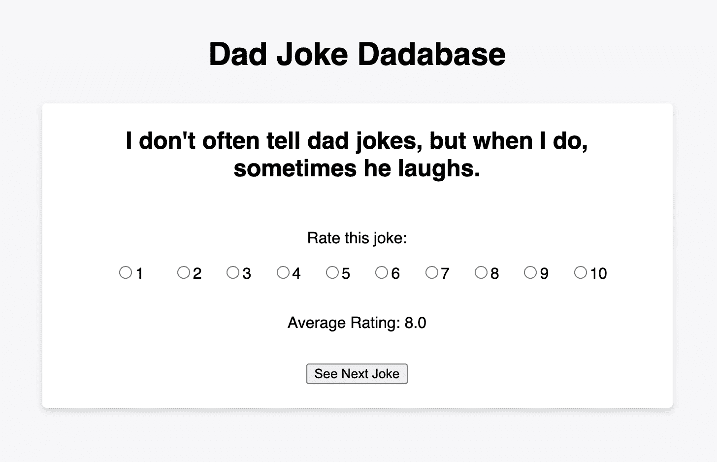 Dad joke “dadabase” app