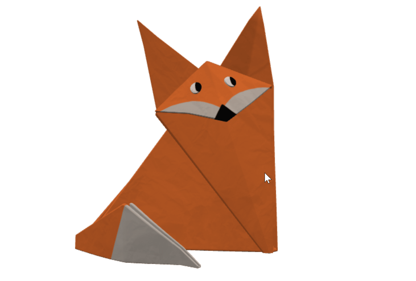 3D origami fox on a web page