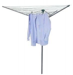 JVL 30 m Compact and Robust 3-Arm Steel Rotary Clothes Airer Drier