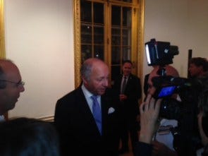 Fabius answers questions.