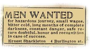 Ernest Shackleton Men Wanted Newspaper Ad