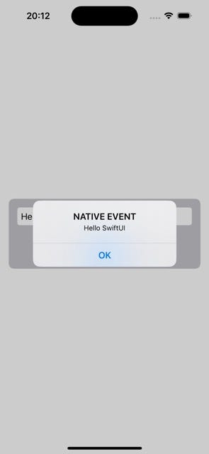 Passed event to SwiftUE element in React Native Expo app