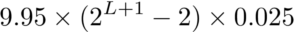 9.95 × (2^(L+1) − 2) × 0.025