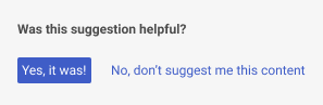 Message asking the user if the suggestion given to them was helpful