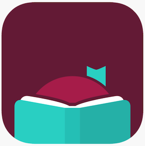 a large version of the libby app icon which has a plum background and the head of someone behind a big green book