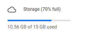 70% of google storage is full.