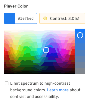 An animate gif of the color picker transitioning from the full spectrum to a limited spectrum of only high-contrast colors