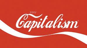 The words “enjoy Capitalism” styled like the Coca-Cola logo.