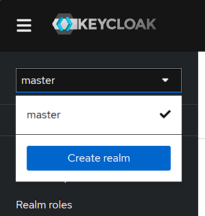A print of realm options in the sidebar menu of keycloak UI