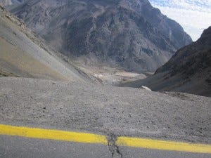 Day 7 Daytime crawl down Andes switchbacks with trucks (16)