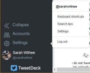 Tweetdeck settings menu