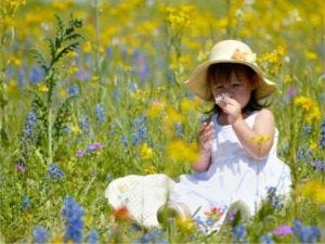 girl and flowers