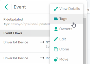 Accessing ‘Tags’ from the drop-down menu when you select ‘Event Flows’
