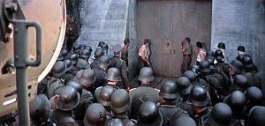 The queue for the toilets in the Nazi camp was ridiculous.