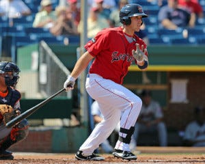 Travis Shaw is 6-for-9 in his last two games. (photo courtesy of Kelly O'Connor of Sitting Still Photography)