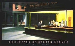 Helnwein’s Boulevard of Broken Dreams depicting Elvis Presley, Maryland Monroe, Humphry Bogart, and James Dean