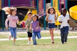 Happy kids running