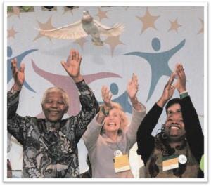 Nelson Mandela celebrating at the 2003 Special Olympics World Summer Games