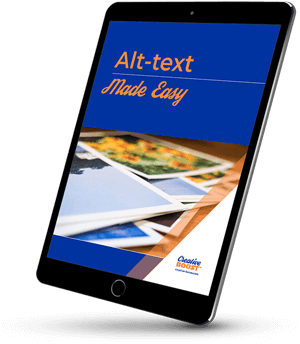Alt-text Made Easy guide on tablet.