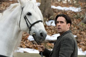 One floppy haired man and his horse.