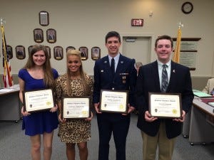 Catherine O’Rorke of Shawnee, Gianna Thornton of Cherokee, Russell Bauer of Seneca and Jacob Demree of Lenape are the 2015 Student Volunteer Award Winners in the Lenape Regional High School District. 