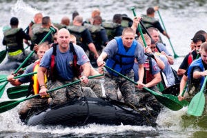 Teamwork on a boat. Military civilian skills overlap