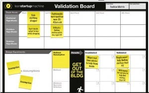 Lean startup development - the 'Validation board'