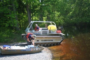 Princeton Hydro sent a crew to Kirkwood Lake on May 19 to spray the lake to stop the overgrowth of spatterdock. The lake had become impossible for boaters and fisherman were becoming less frequent as the spatterdock continued to grow. 