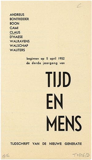 Folder voor het tijdschrift ‘Tijd en mens’, 1952