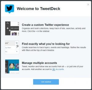 Tweetdeck welcome screen