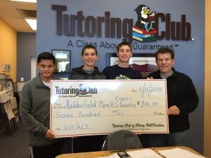 Pictured with Tutoring Club Owner Alan Cohen are Haddonfield Memorial High School Track Team members: Alex Axmann, Jimmy Peterman and Austin Stoner. 