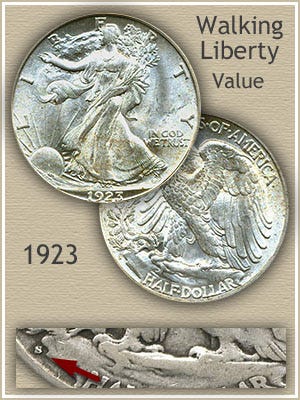 1923 silver dollar value chart