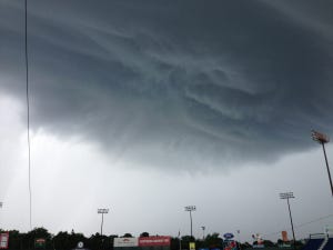 Looked like a sci-fi movie earlier today at Hadlock Field.