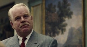 Hoffman as Lancaster Dodd in "The Master"