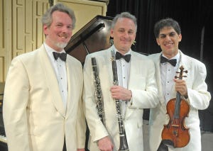 PHOTO COURTESY OF LENAPE CHAMBER ENSEMBLE / Marcantonio Barone, Alan Kay and Cyrus Beroukhim (left to right) will participate in the Lenape Chamber Ensemble's Summer Gala Concerts at Delaware Valley University in Doylestown this month. 