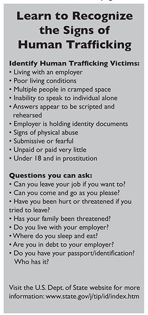 signs of humn trafficking