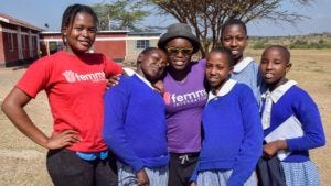 Twaweza facilitators Judith(Left) and Emma pictured with Twaweza beneficiaries in Loitokitok last year