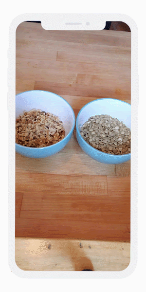 Two side-by-side bowls of granola ingredients