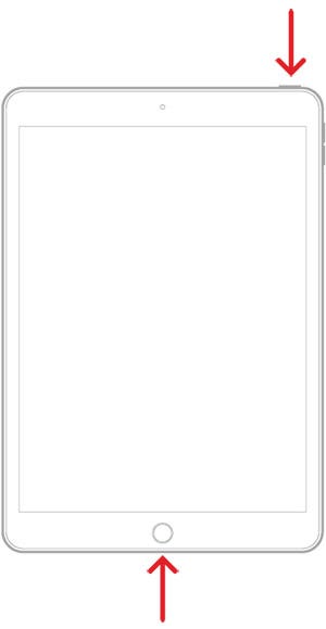 For iPad with Home Button- Press and Hold both buttons to turn off
