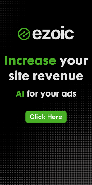 A banner showing Ezoic uses AI to increase site revenue